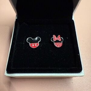 Sterling Silver Mickey and Minnie Mouse Earrings